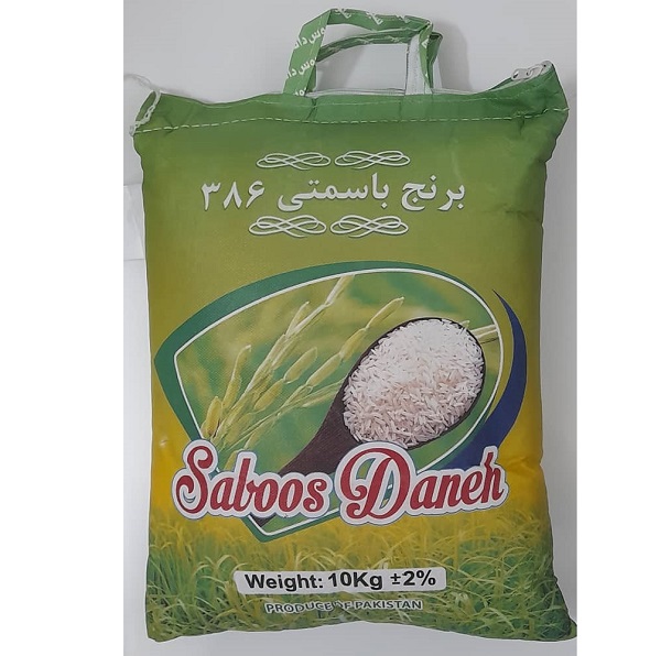 برنج پاکستانی 386 سبوس دانه کیسه ده کیلوگرم